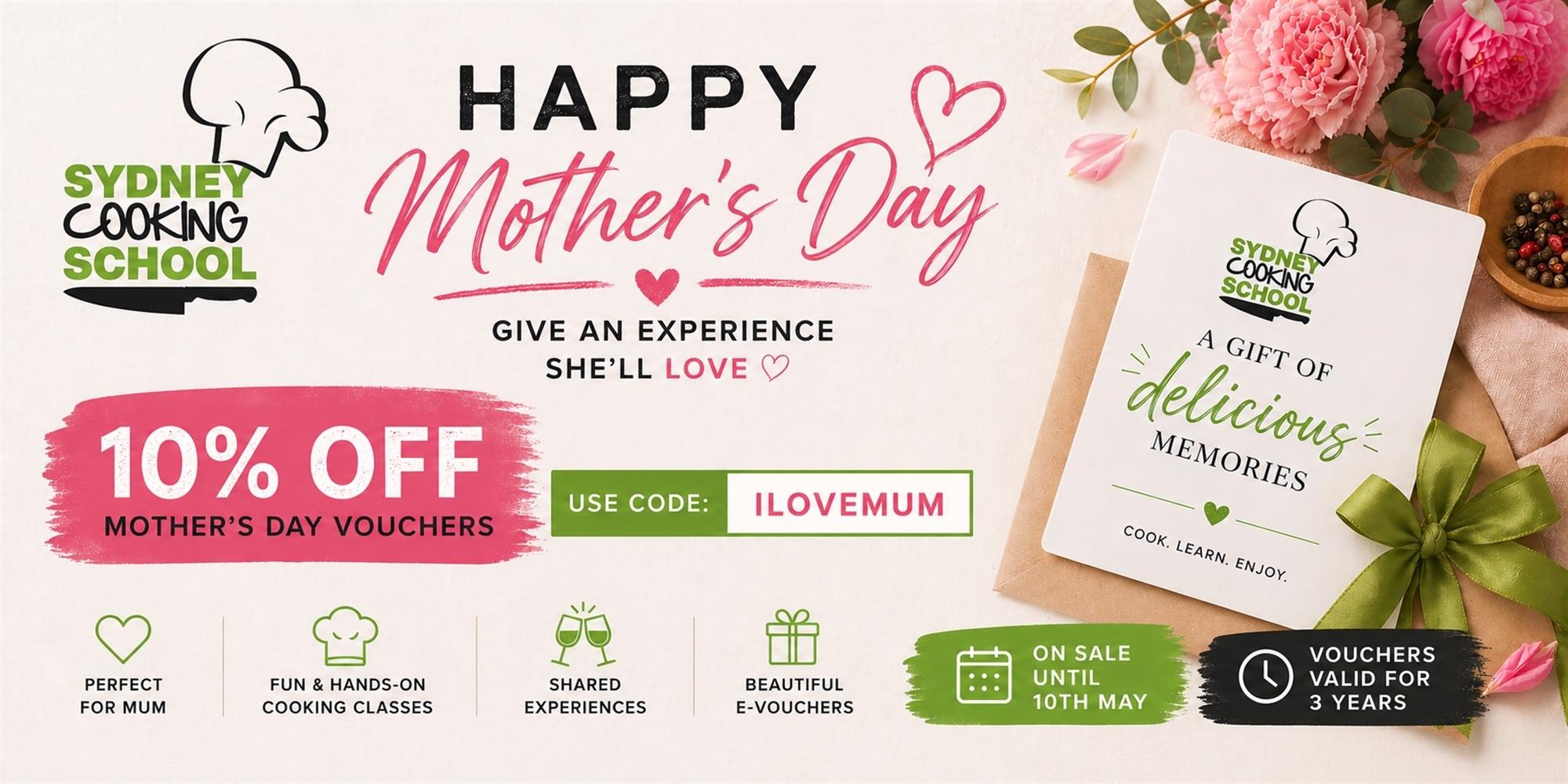 Mother's Day 10% off vouchers banner